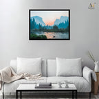 Misty Mountain Sunrise Landscape Wall Art