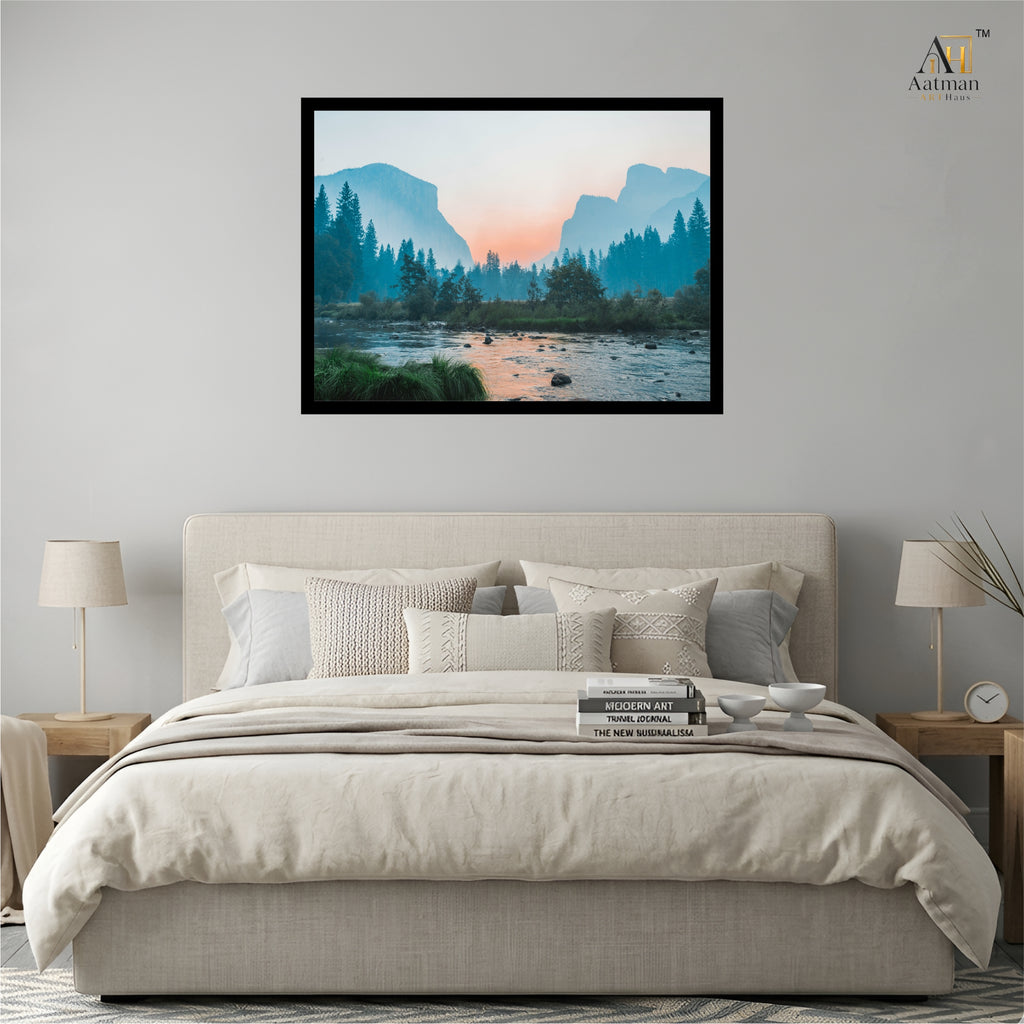 Misty Mountain Sunrise Landscape Wall Art