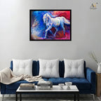 Aatman ARTHaus White Horse Abstract Canvas Wall Art