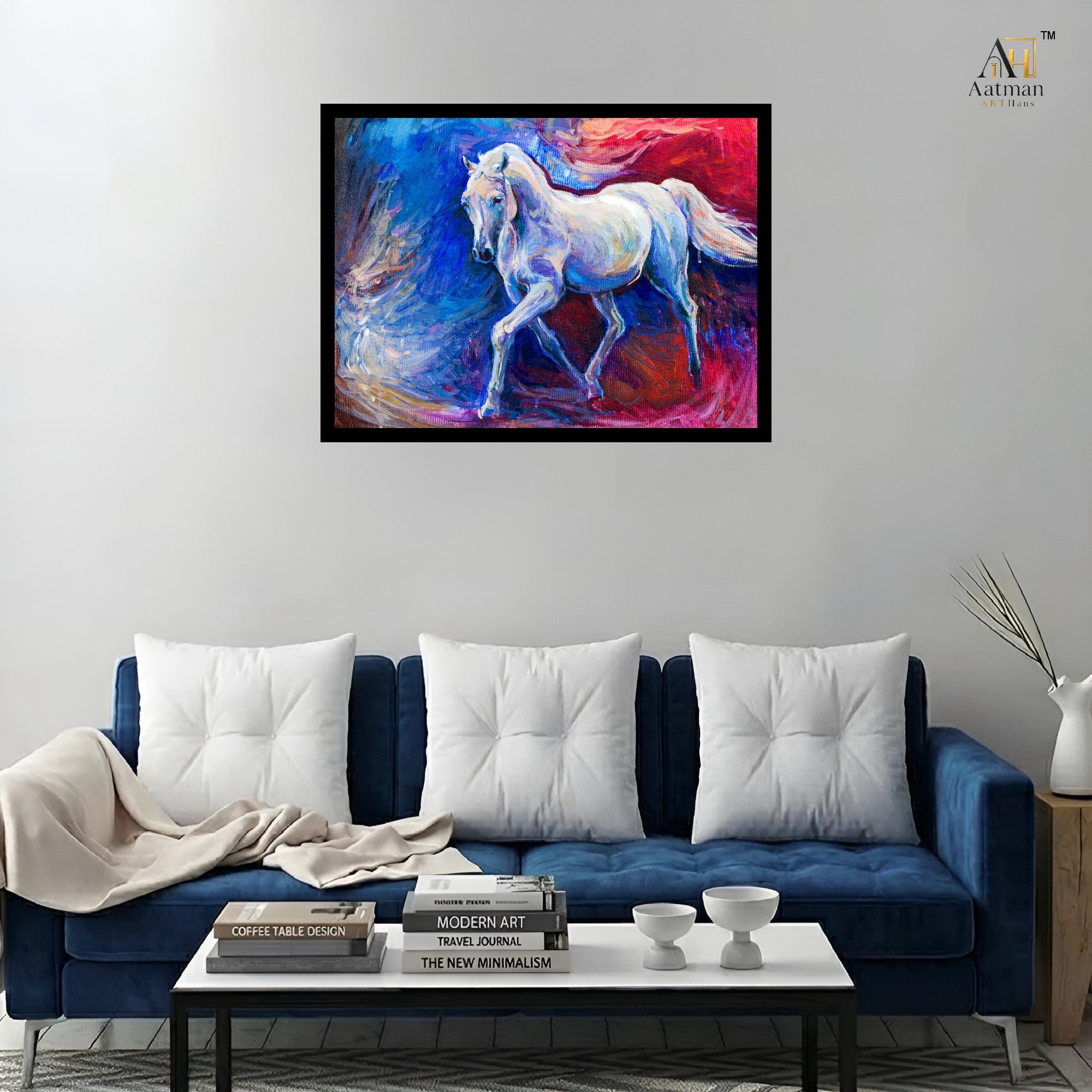 White Horse Abstract Premium Wall Art