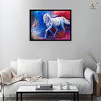 Aatman ARTHaus White Horse Abstract Canvas Wall Art