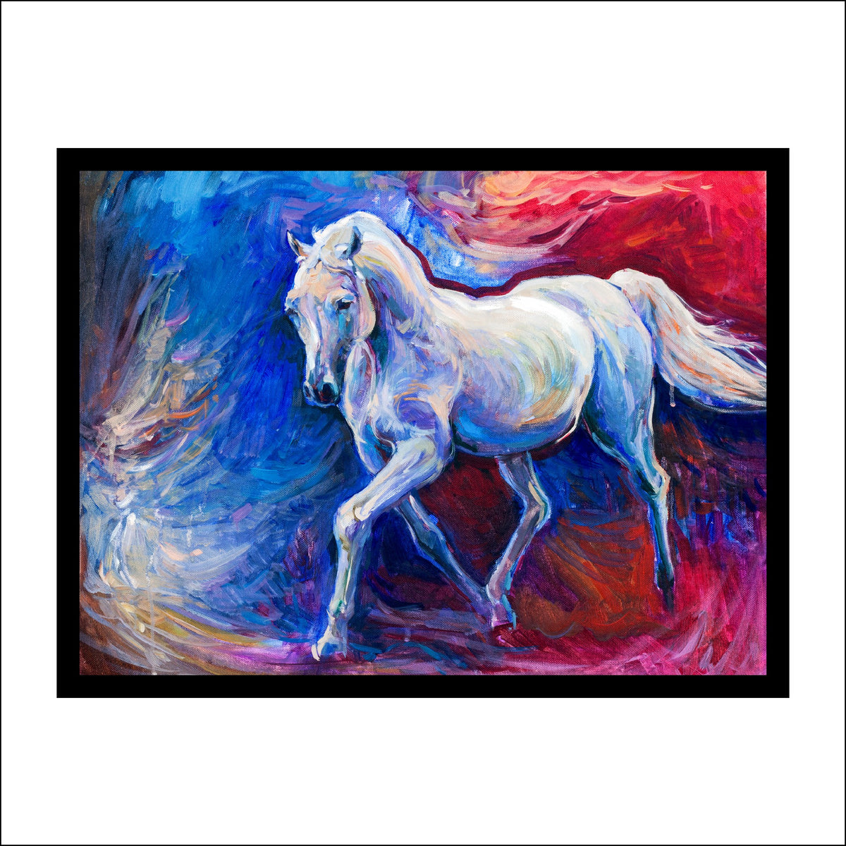 White Horse Abstract Premium Wall Art