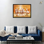 Seven Horses Premium Museum-Style Canvas Wall Painting