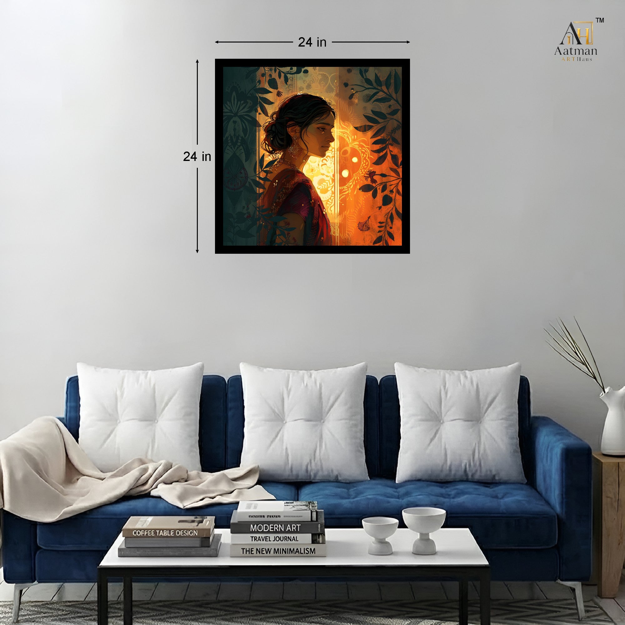 Elegant Indian Woman Portrait Wall Art for Home Decor