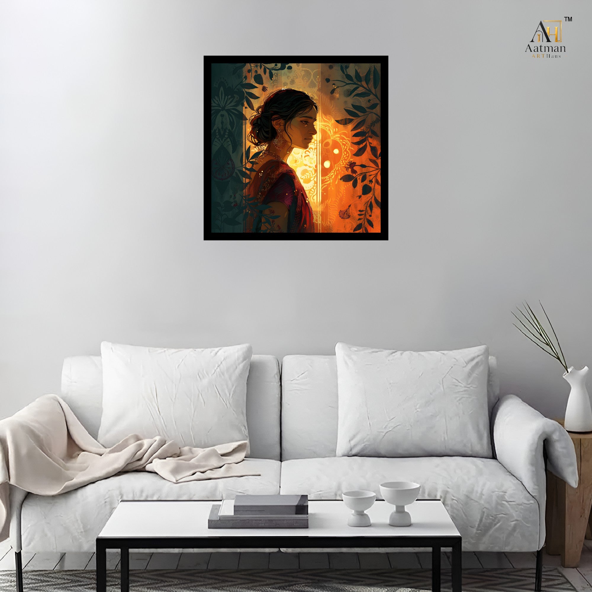 Elegant Indian Woman Portrait Wall Art for Home Decor