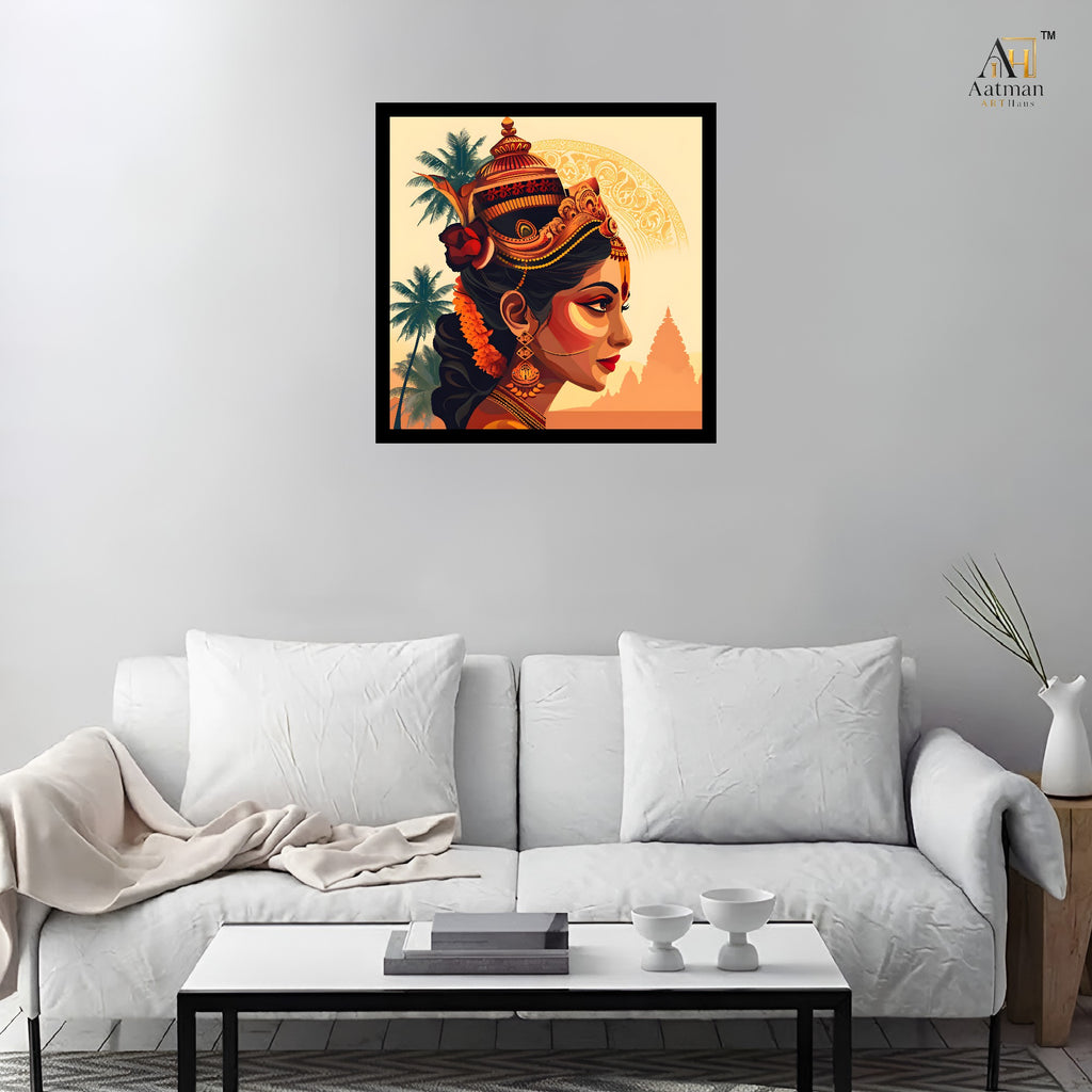 Traditional Indian Woman Wall Art for Home Decor