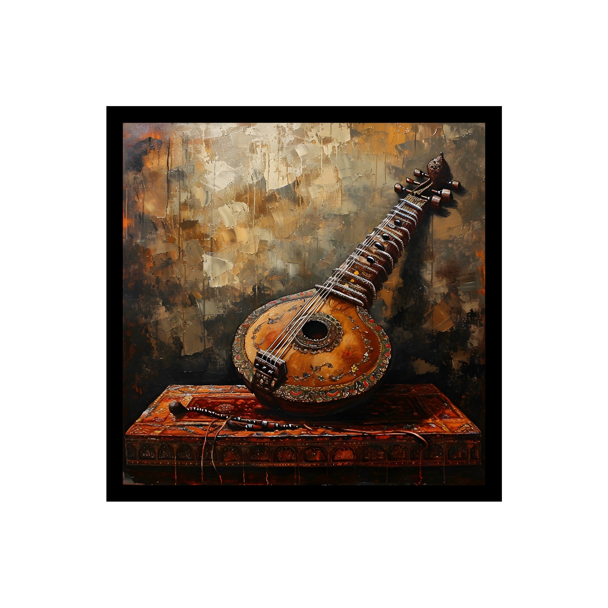 Vintage Sitar Premium Wall Art