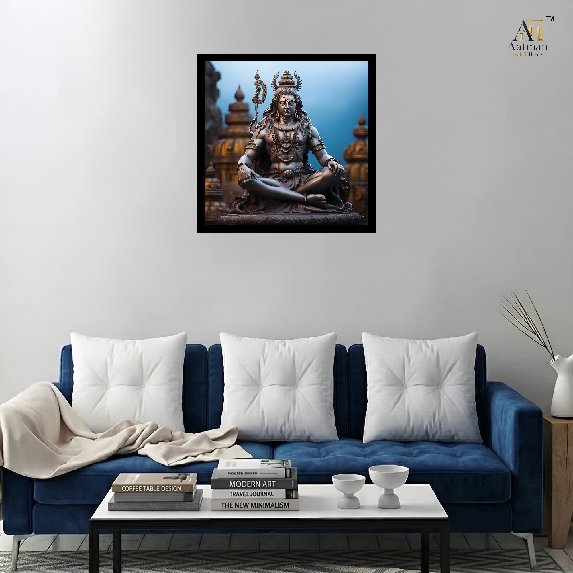 Meditating Lord Shiva Statue Premium Wall Art