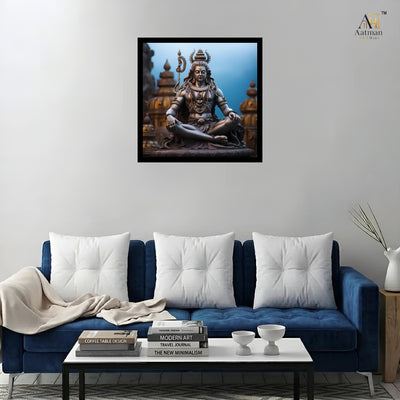 Meditating Lord Shiva Statue Premium Wall Art