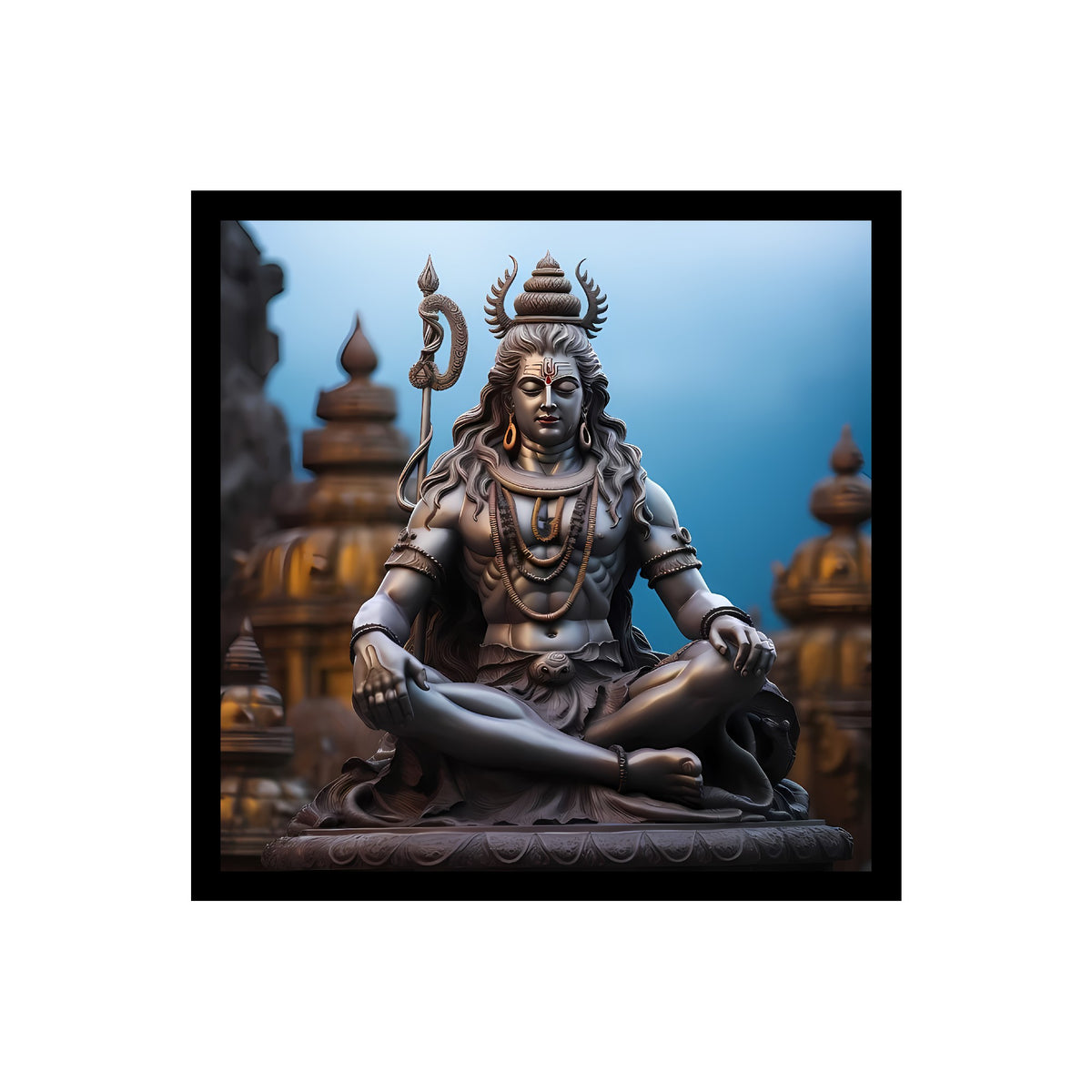 Meditating Lord Shiva Statue Premium Wall Art
