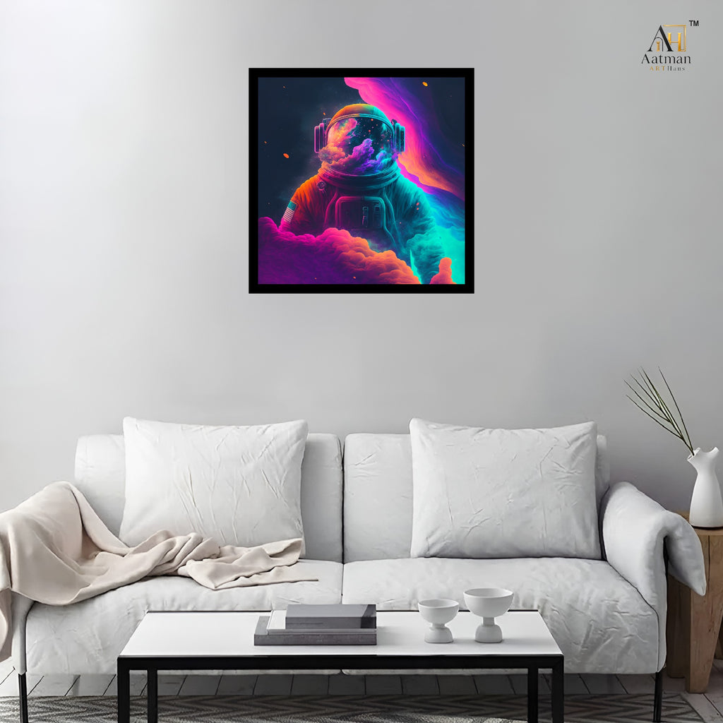 Neon Astronaut Wall Art Canvas Print