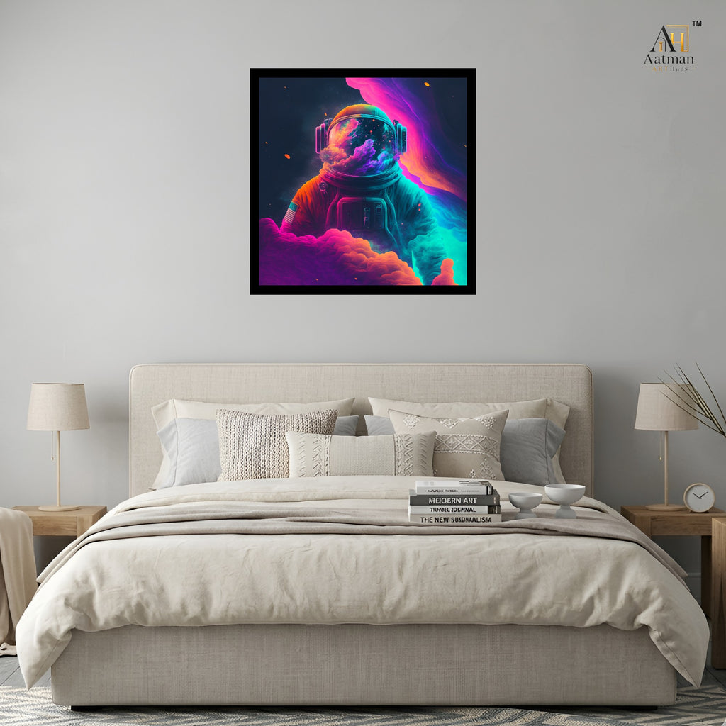 Neon Astronaut Wall Art Canvas Print