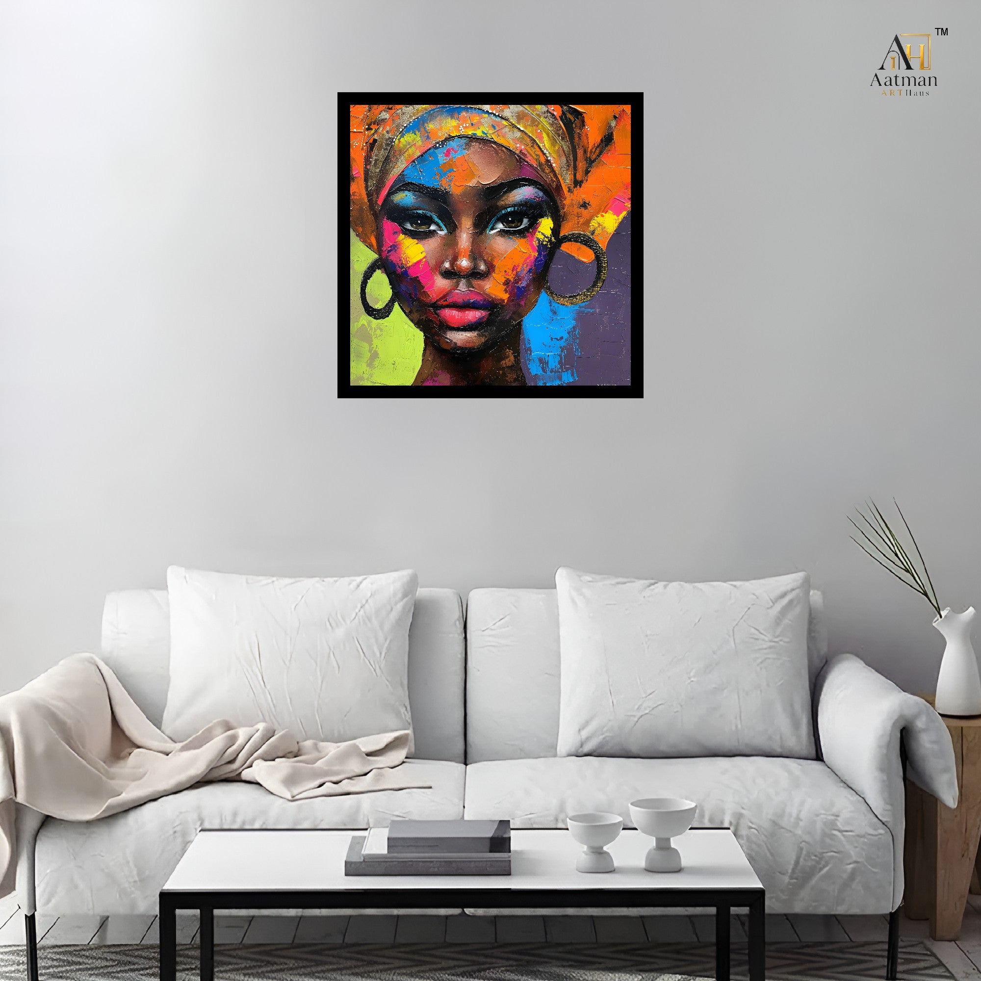 Vibrant African Woman Portrait Wall Art Canvas Print