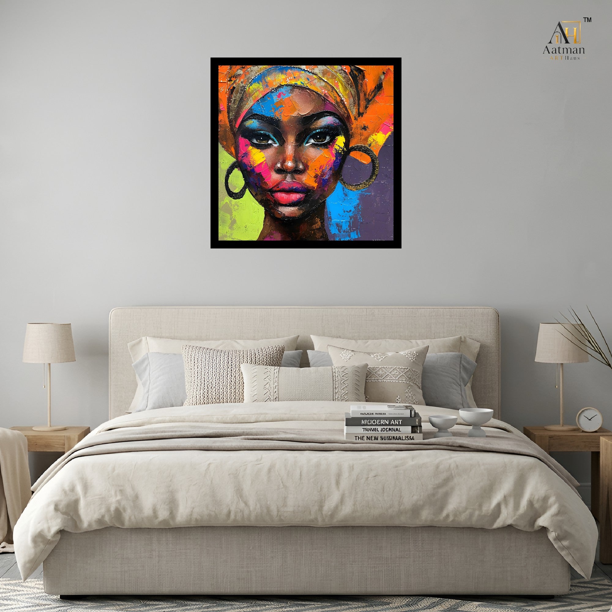 Vibrant African Woman Portrait Wall Art Canvas Print