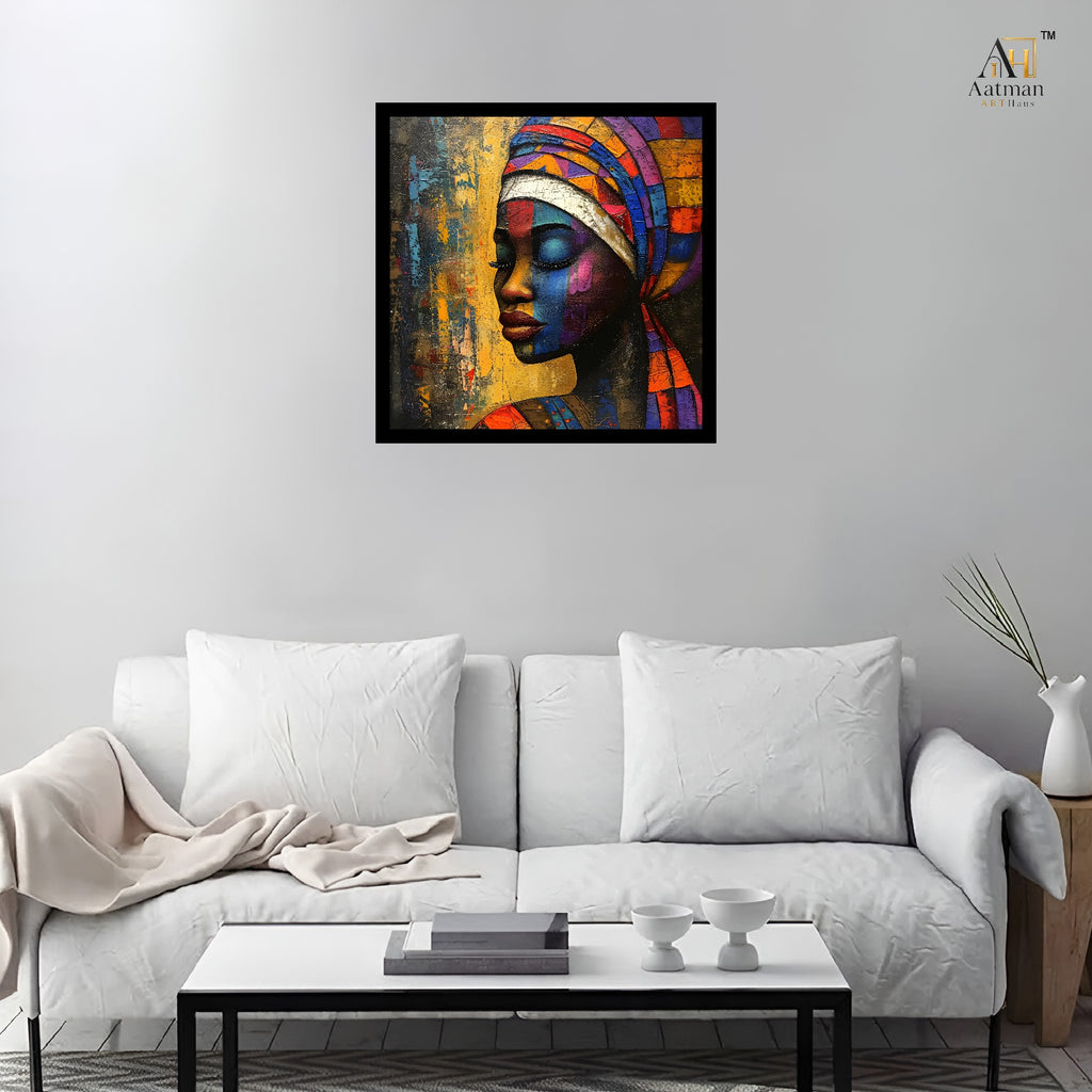 Contemporary African Woman Portrait Wall Art Canvas Print