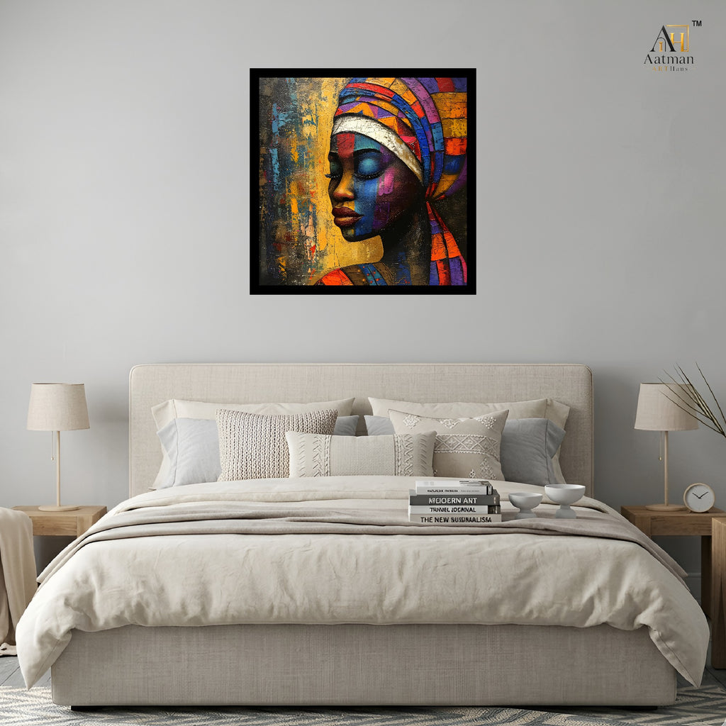 Contemporary African Woman Portrait Wall Art Canvas Print