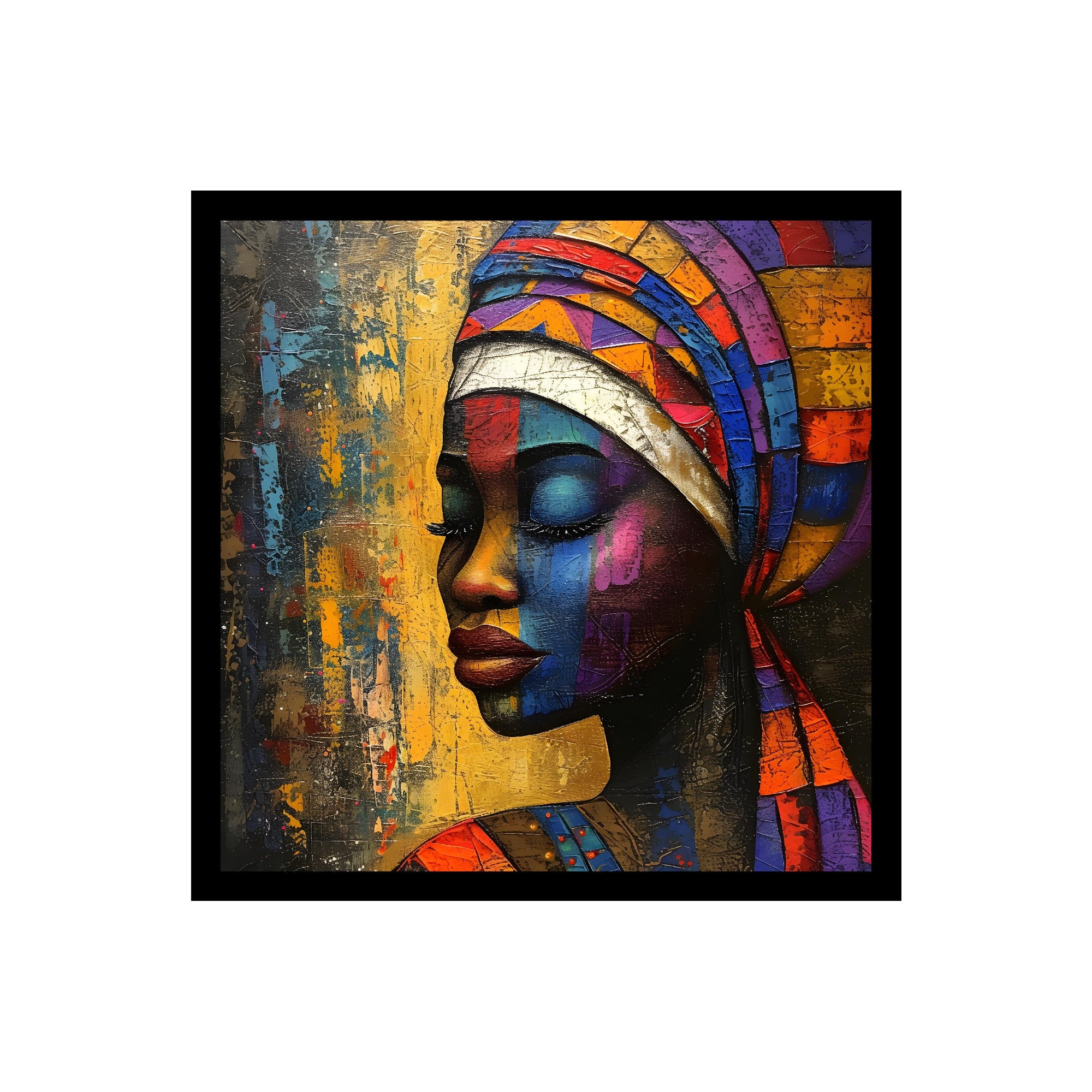 Contemporary African Woman Portrait Wall Art Canvas Print