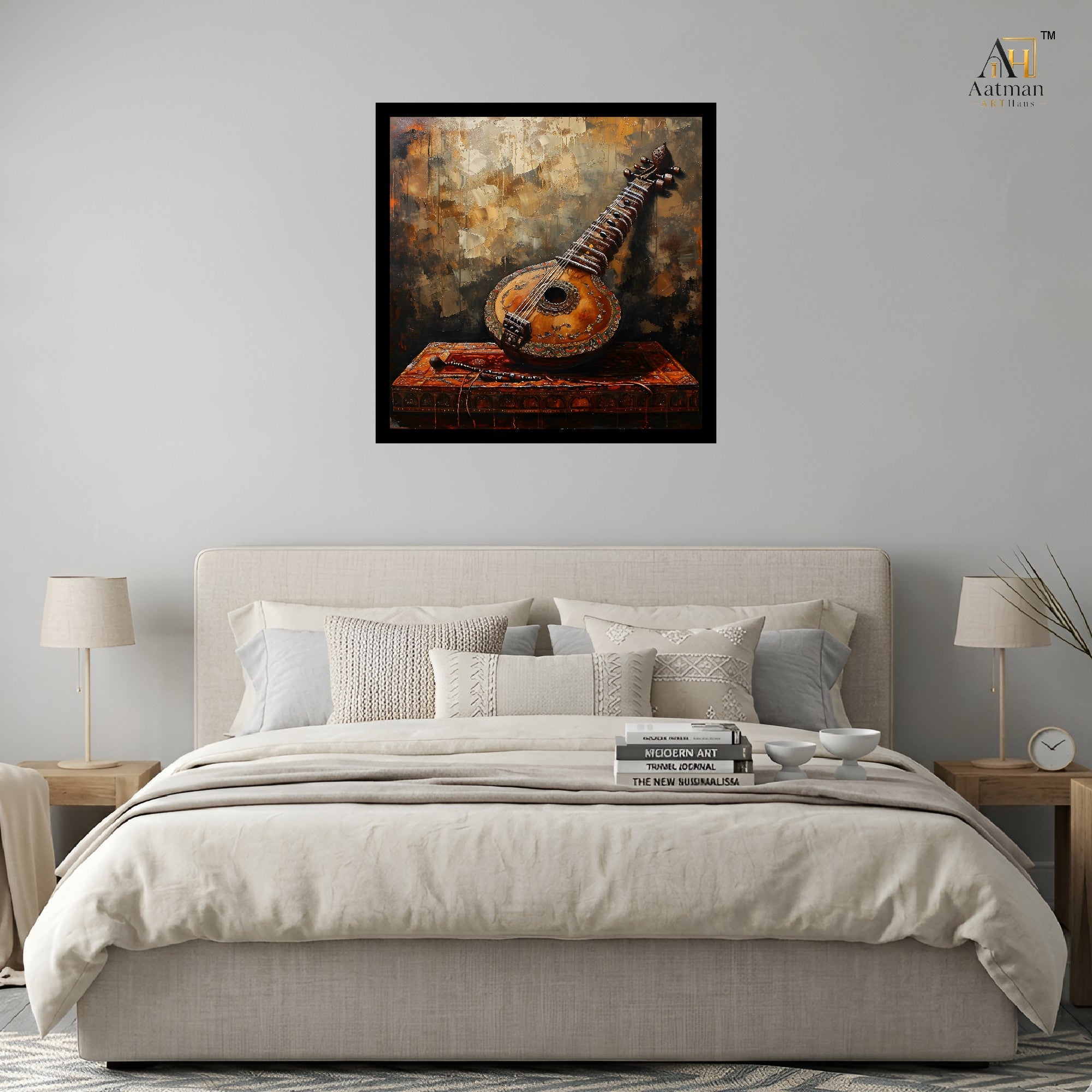 Vintage Sitar Wall Art Canvas Print
