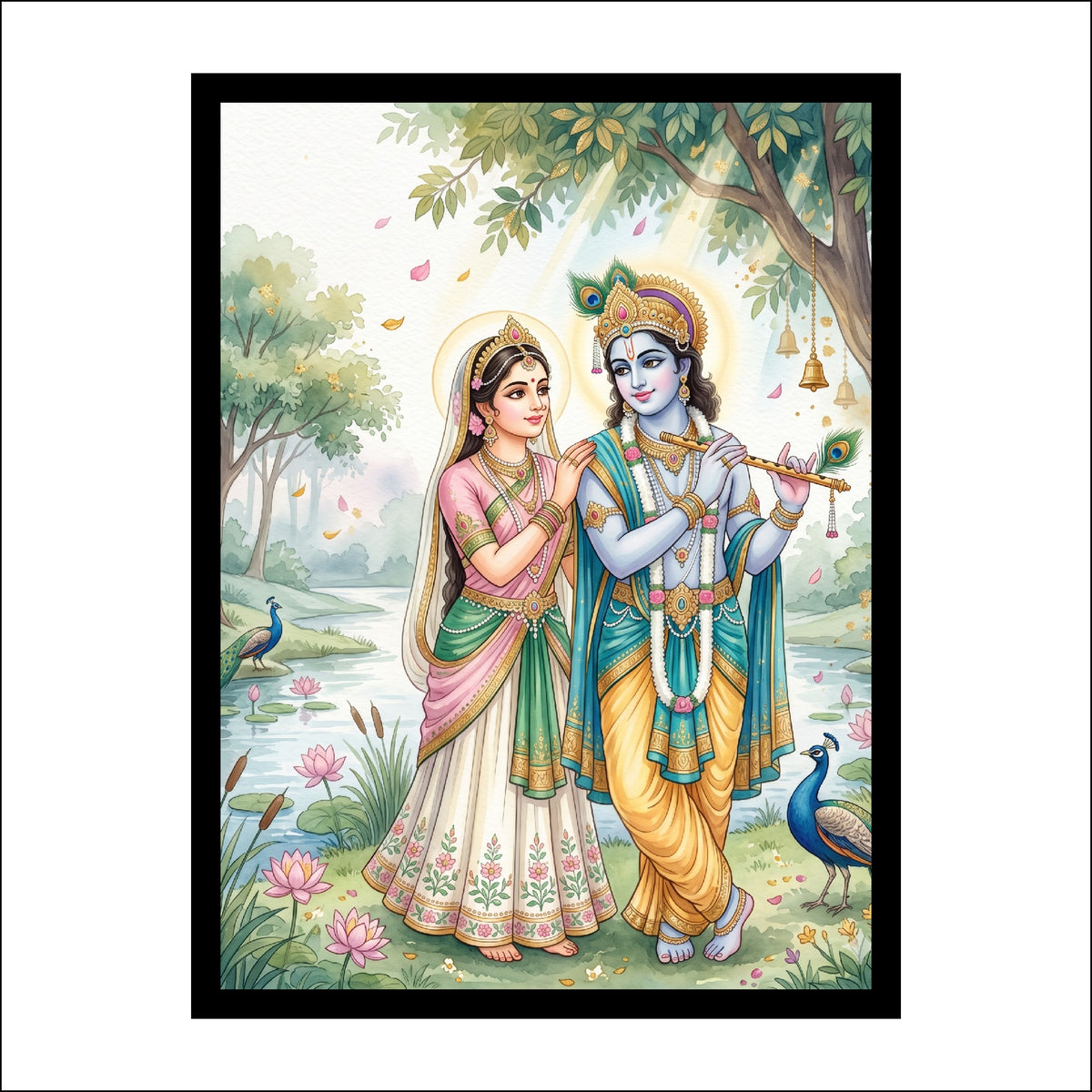 Radha Krishna Divine Love  Premium Wall Art