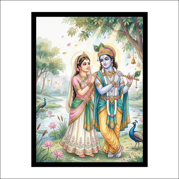 Radha Krishna Divine Love  Premium Wall Art
