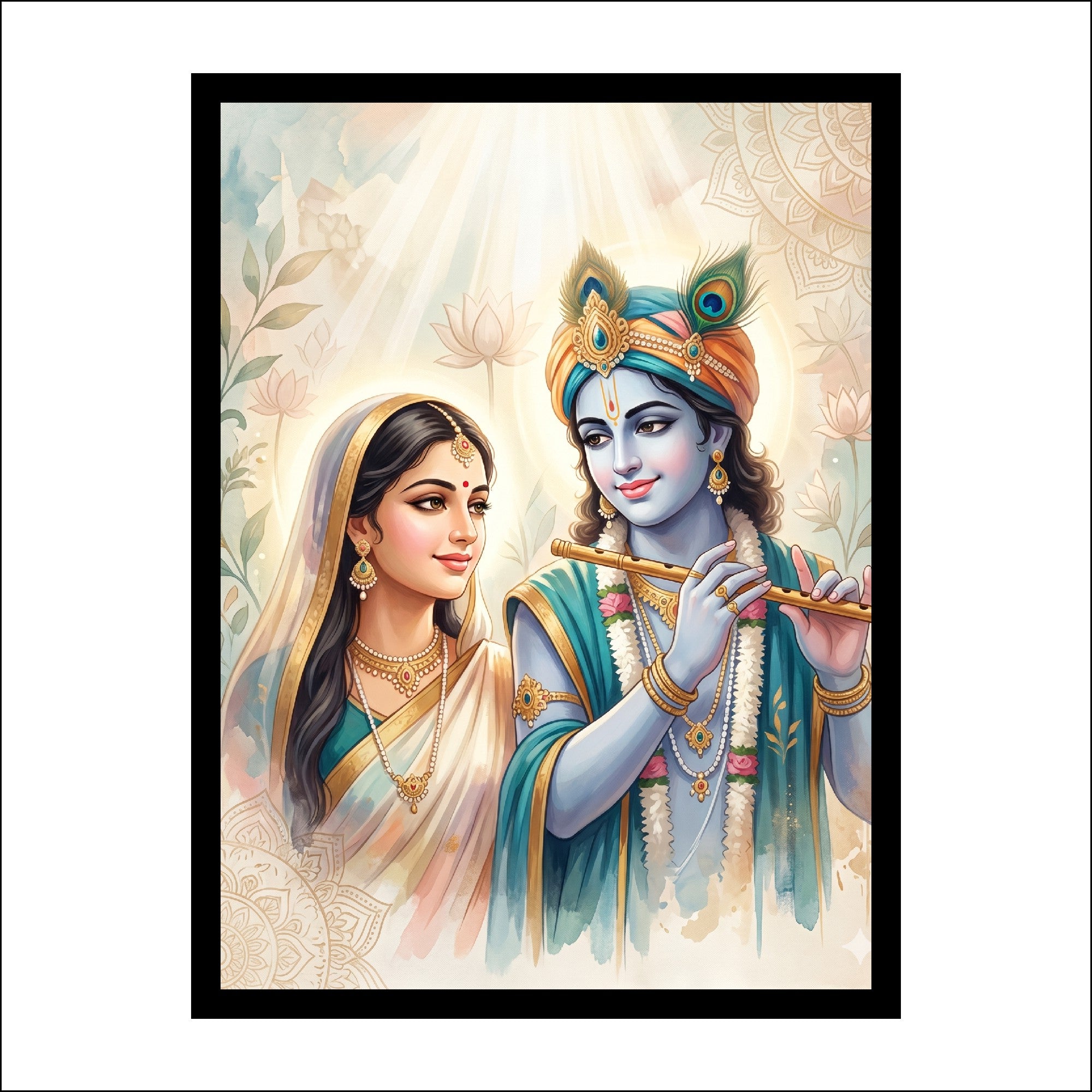 Radha Krishna Divine Love Premium Wall Art