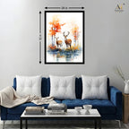 Deer Family Watercolor Wall Art Canvas Print
