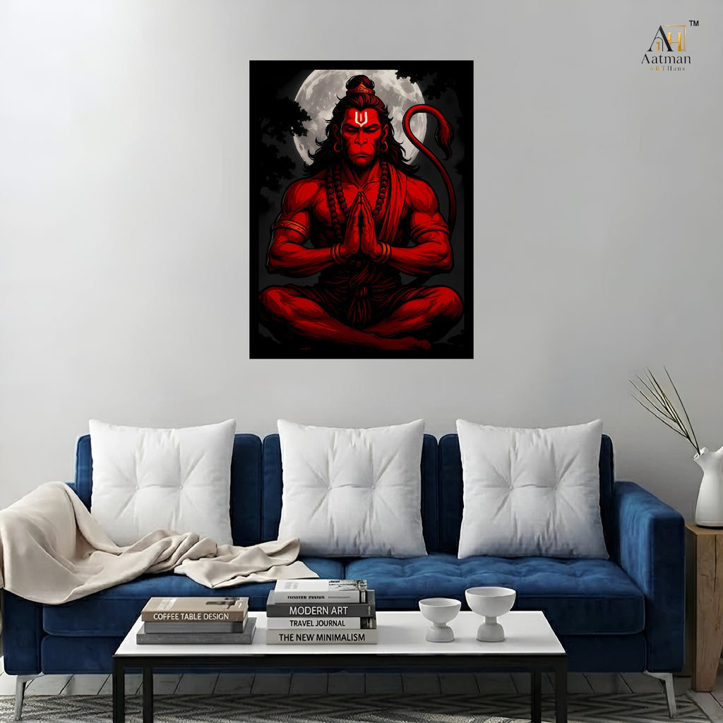 Meditating Hanuman Wall Art Canvas Print