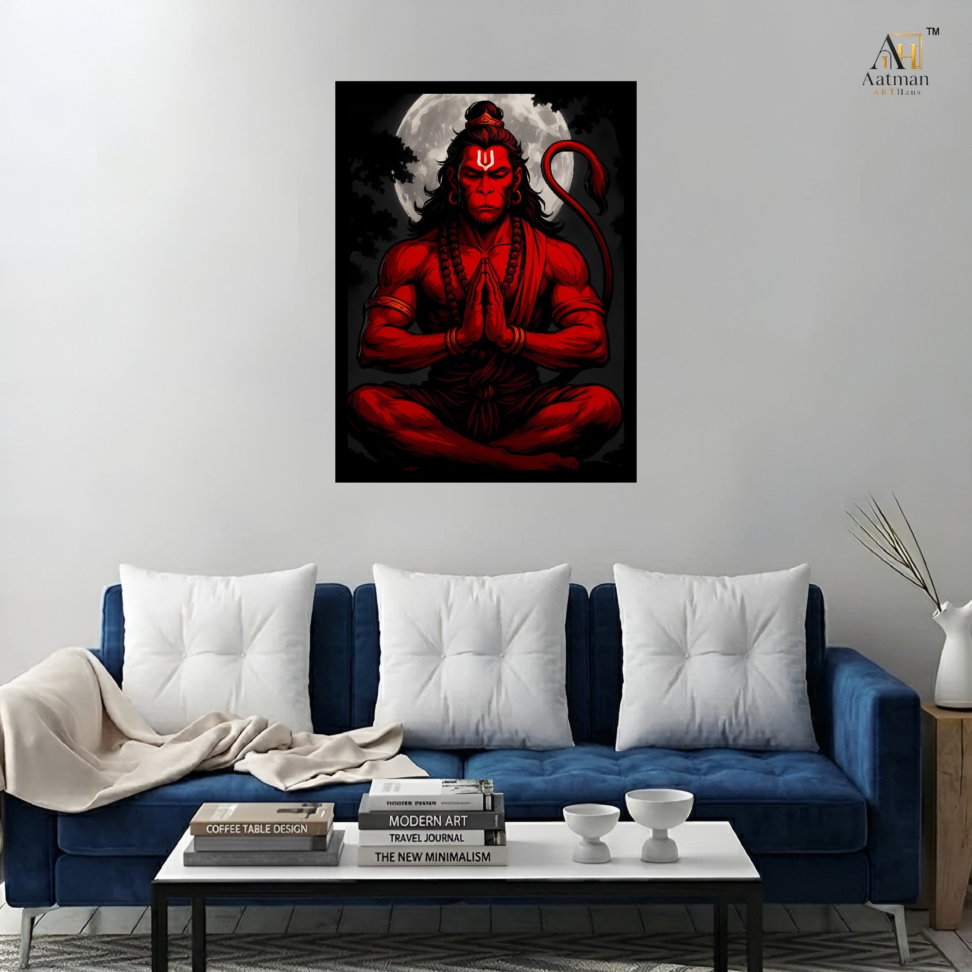 Meditating Hanuman Wall Art Canvas Print