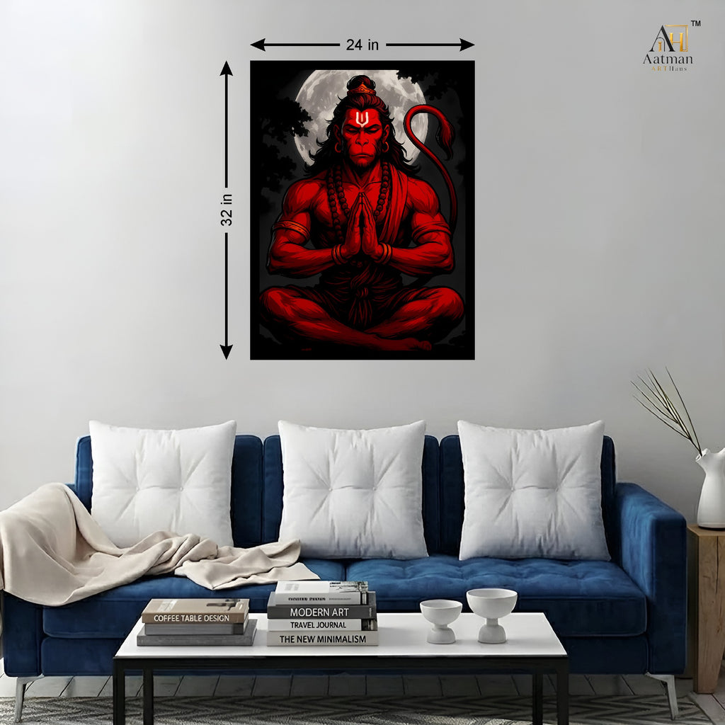 Meditating Hanuman Wall Art Canvas Print