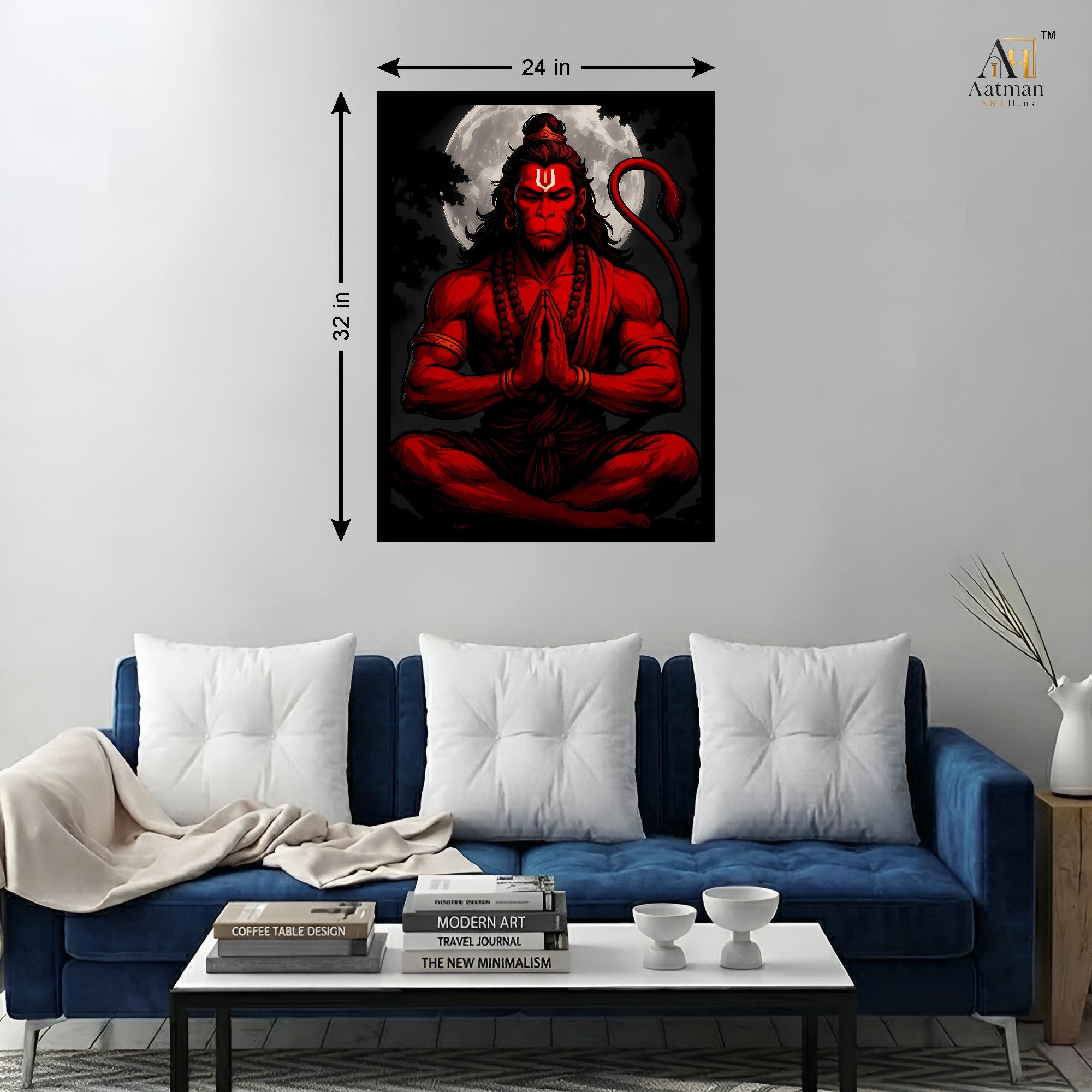Meditating Hanuman Wall Art Canvas Print
