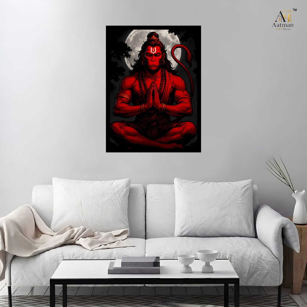 Meditating Hanuman Wall Art Canvas Print