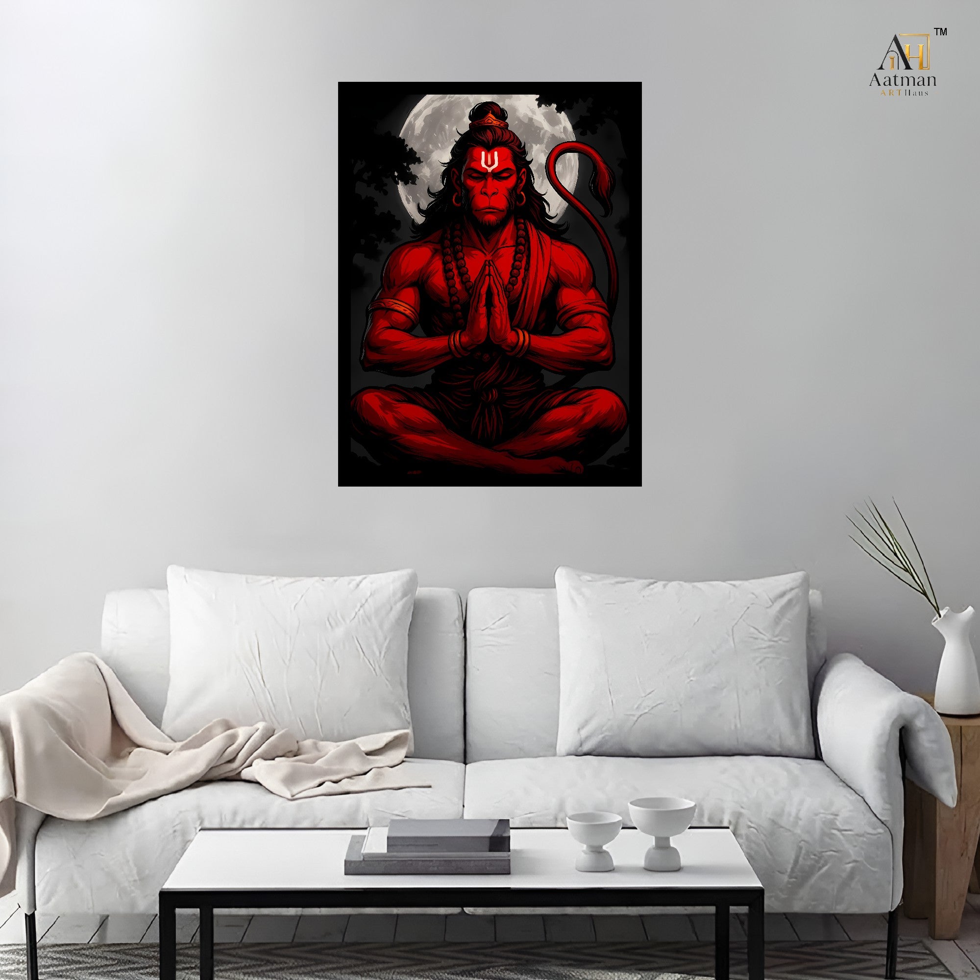 Meditating Hanuman Wall Art Canvas Print