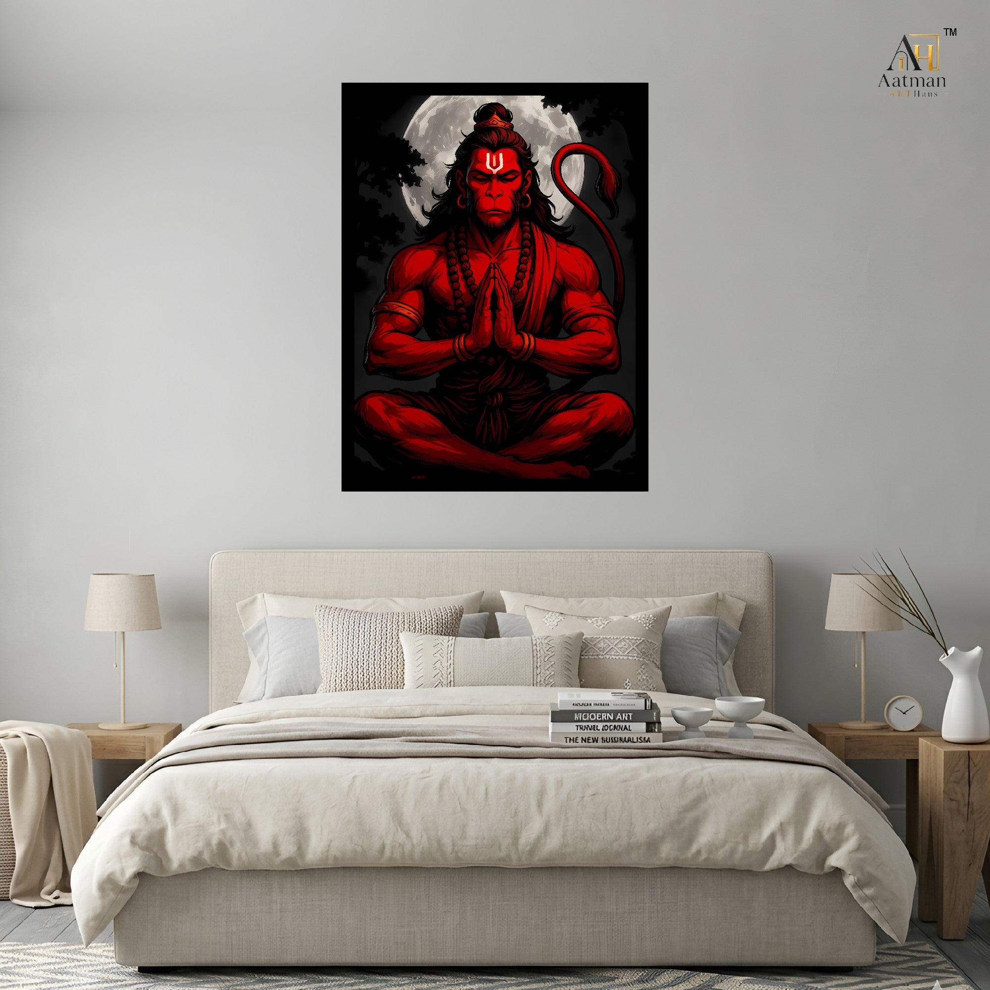 Meditating Hanuman Wall Art Canvas Print