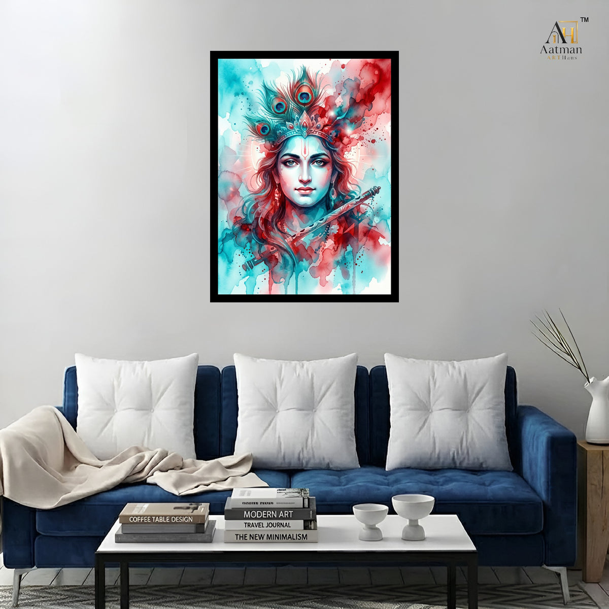 Lord Krishna Watercolor Wall Art
