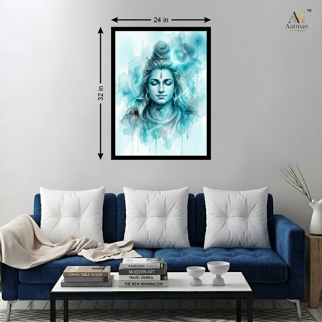 Lord Shiva Watercolor Wall Art Canvas Print