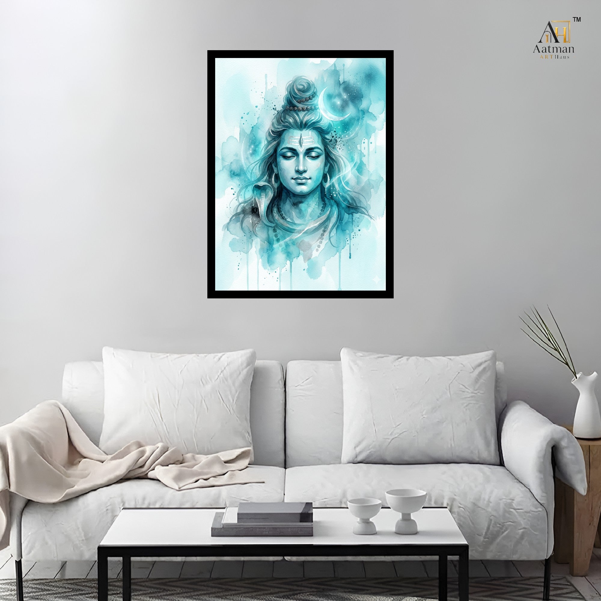 Lord Shiva Watercolor Wall Art Canvas Print