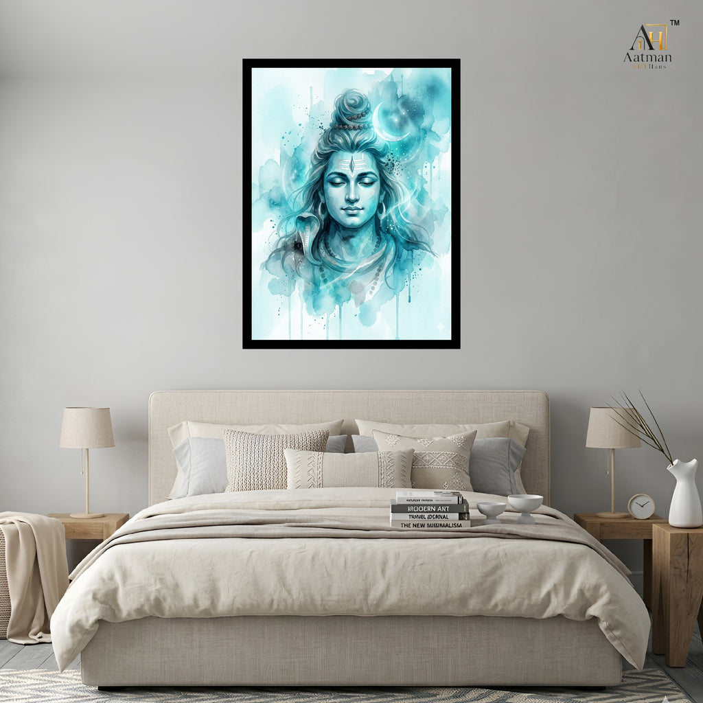 Lord Shiva Watercolor Wall Art Canvas Print