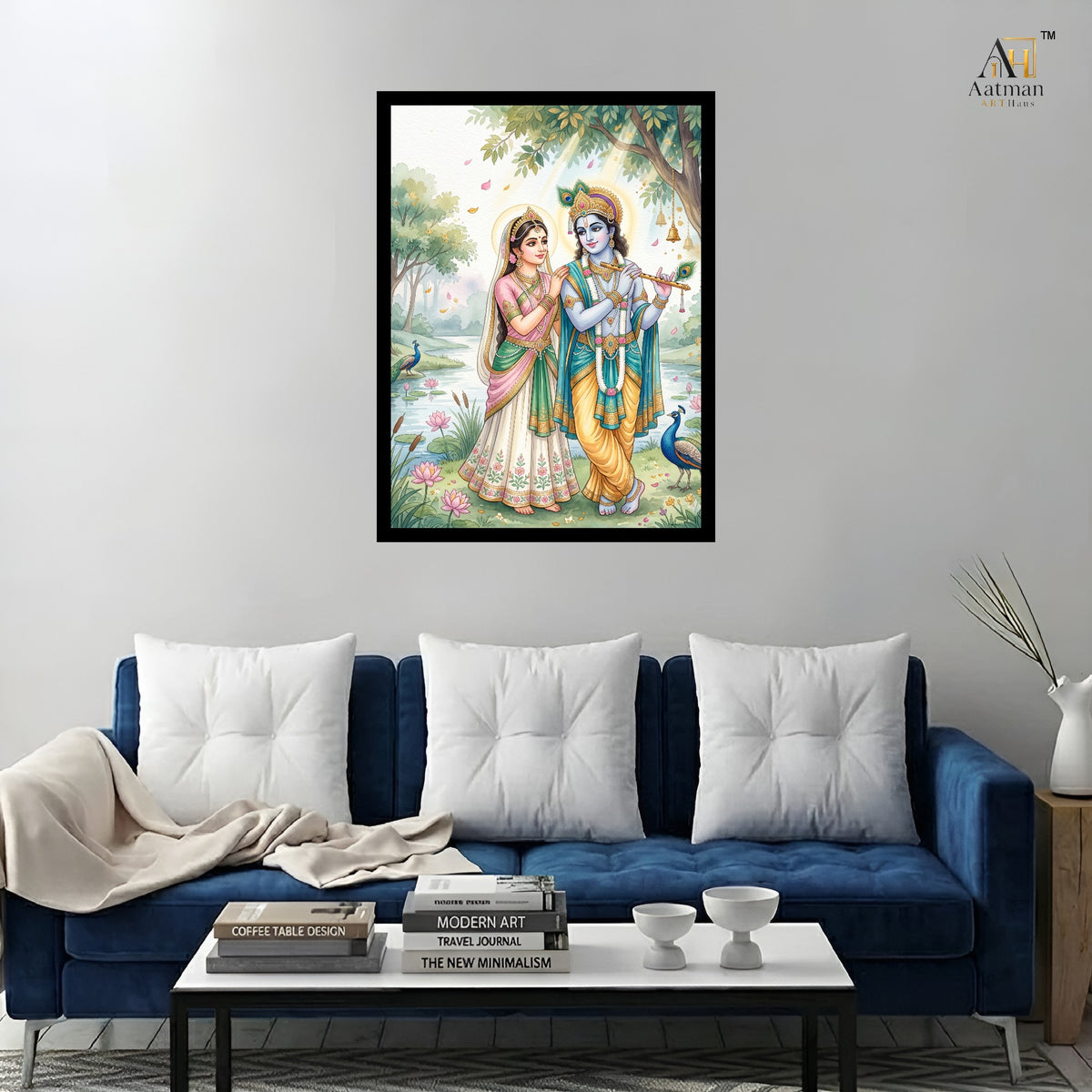 Radha Krishna Divine Love  Premium Wall Art