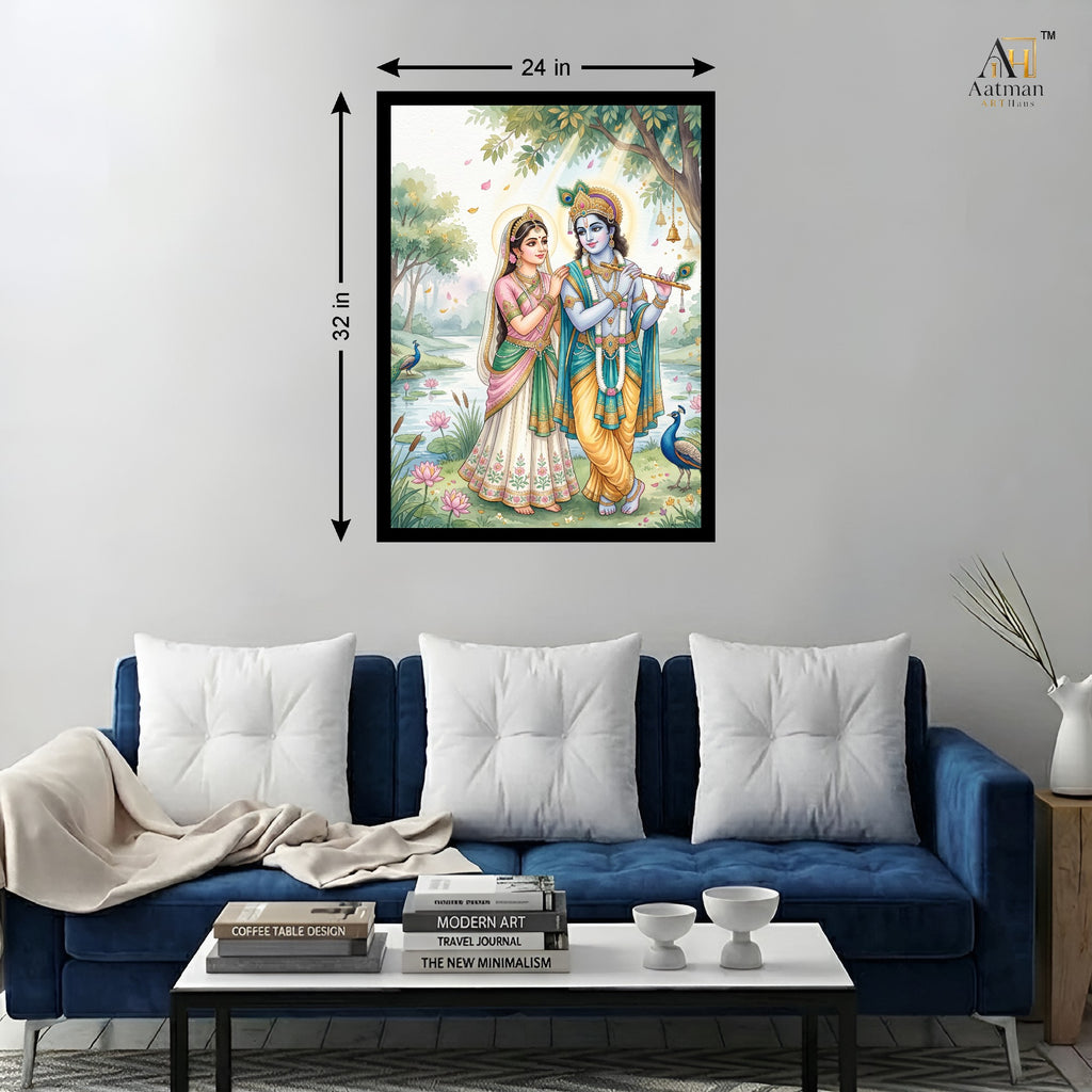 Radha Krishna Divine Love Wall Art Canvas Print