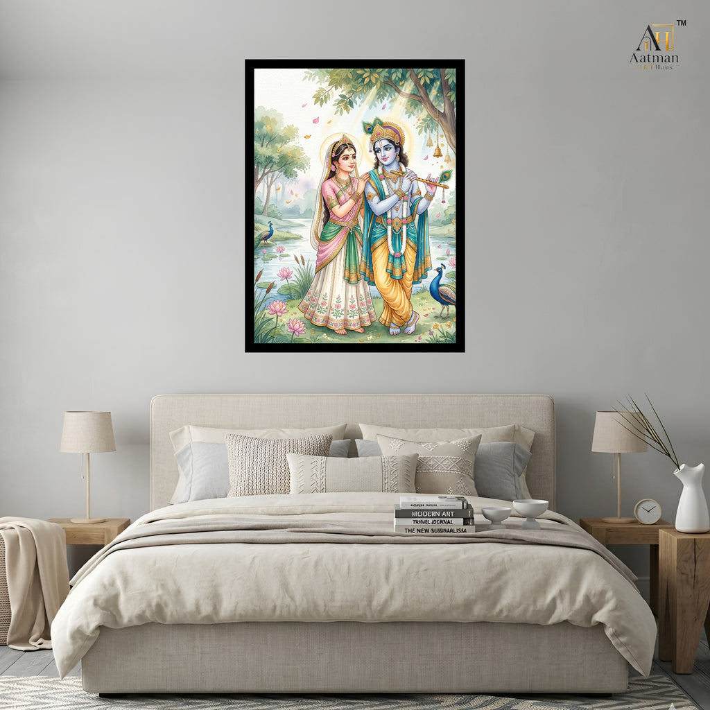 Radha Krishna Divine Love Wall Art Canvas Print