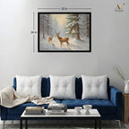 Winter Deer Forest Canvas Wall Art