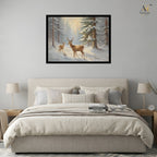 Winter Deer Forest Canvas Wall Art