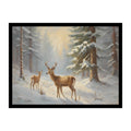 Winter Deer Forest Canvas Wall Art