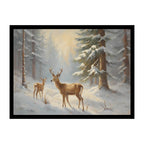 Winter Deer Forest Canvas Wall Art