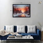 Winter Sunset Path Canvas Wall Art