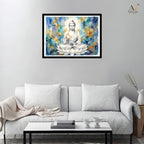 Lord Buddha on White Lotus Wall Art