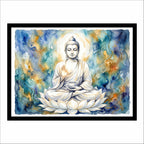 Lord Buddha on White Lotus Wall Art