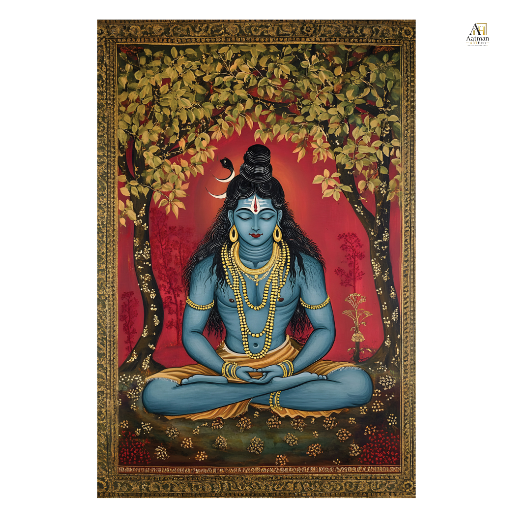 Shiva Meditation Under the Sacred Tree Premium Wall Art