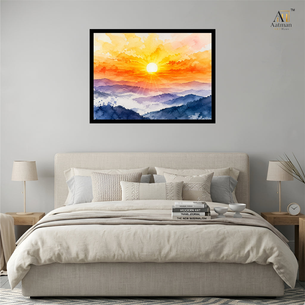 Sunrise Mountain Landscape Wall Art