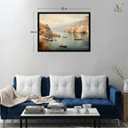 Coastal Harbor Landscape Canvas Wall Art